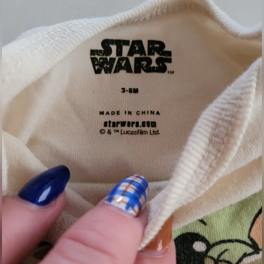 Star Wars I'm All Ears Cream Baby Yoda Grogu Sleeved Onesie Size 3 To 6 Months